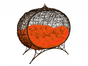 Кокон Улей на ножках с ротангом оранжевая подушка в Богдановиче - bogdanovich.magazinmebel.ru | фото