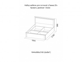 Кровать двойная Гамма 20 1600 Ясень анкор светлый/Сандал светлый в Богдановиче - bogdanovich.magazinmebel.ru | фото - изображение 2