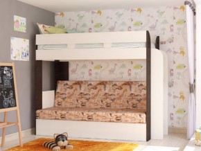 Кровать двухъярусная Карамель 75 венге ткань савана в Богдановиче - bogdanovich.magazinmebel.ru | фото - изображение 1